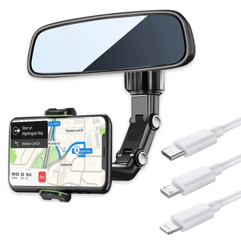 360° Rotating Rearview Mirror Phone Holder for Car
