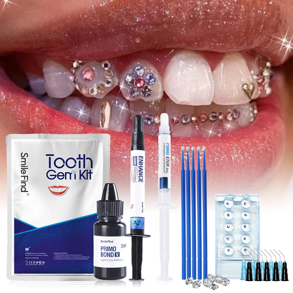 DIY Jewelry Tooth Gem Kit Glue Dental Crystal Decorations Etching Gel