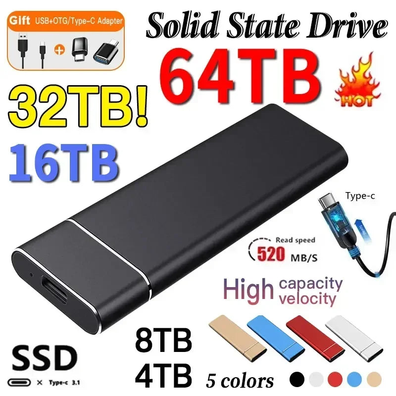 Portable External Storage SSD 1TB High-speed Mobile Storage Drive