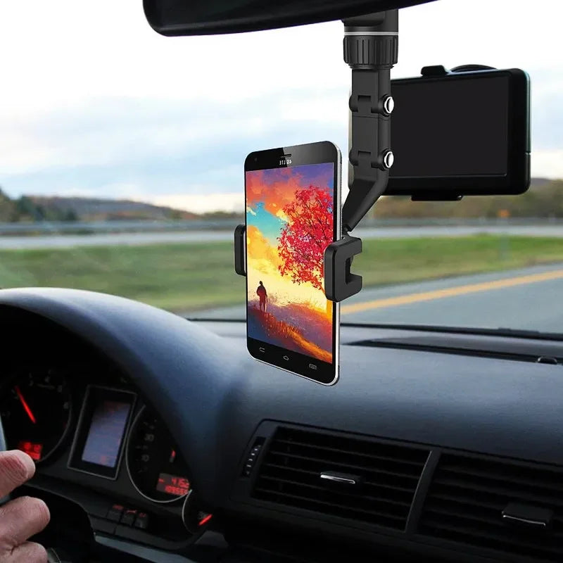 360° Rotating Rearview Mirror Phone Holder for Car