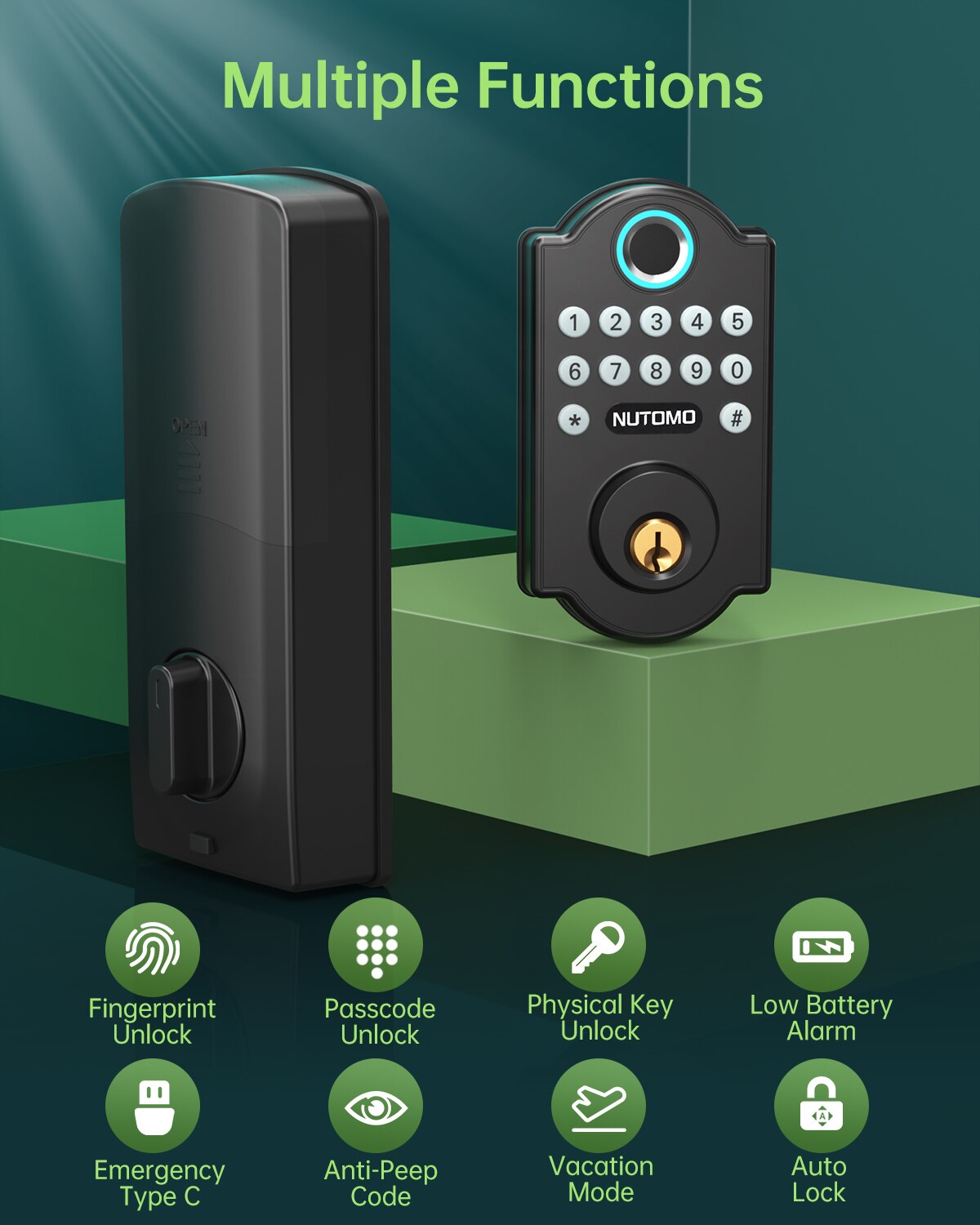 Keyless Entry Fingerprint Door Lock Front Deadbolt