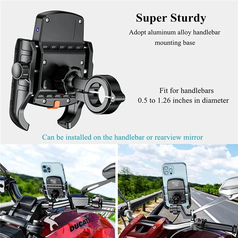 Charge on the Go with USB Fast Wireless Charger Motorcycle Phone Holder