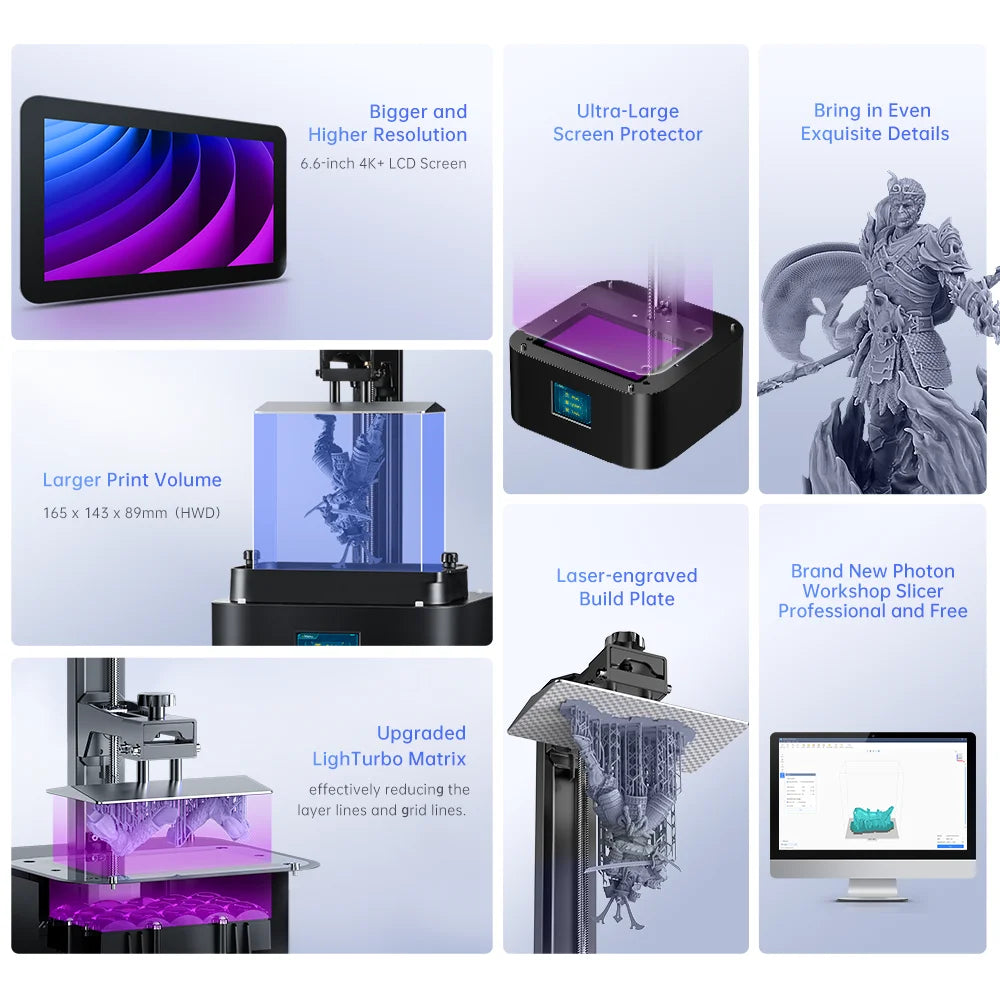 2 4K+ 6.6 Inch SLA LCD 3D Printer High Speed UV Resin