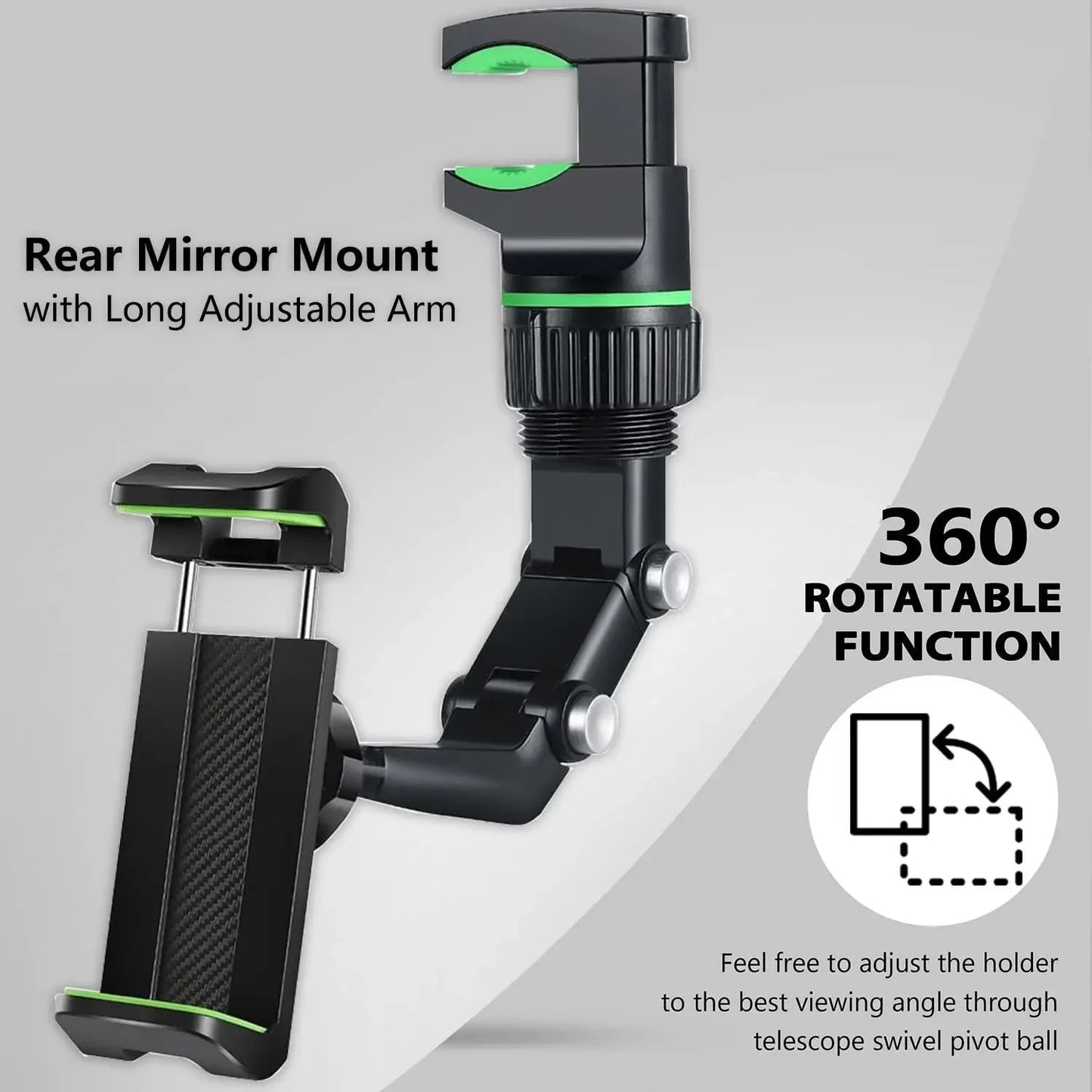 360° Rotating Rearview Mirror Phone Holder for Car