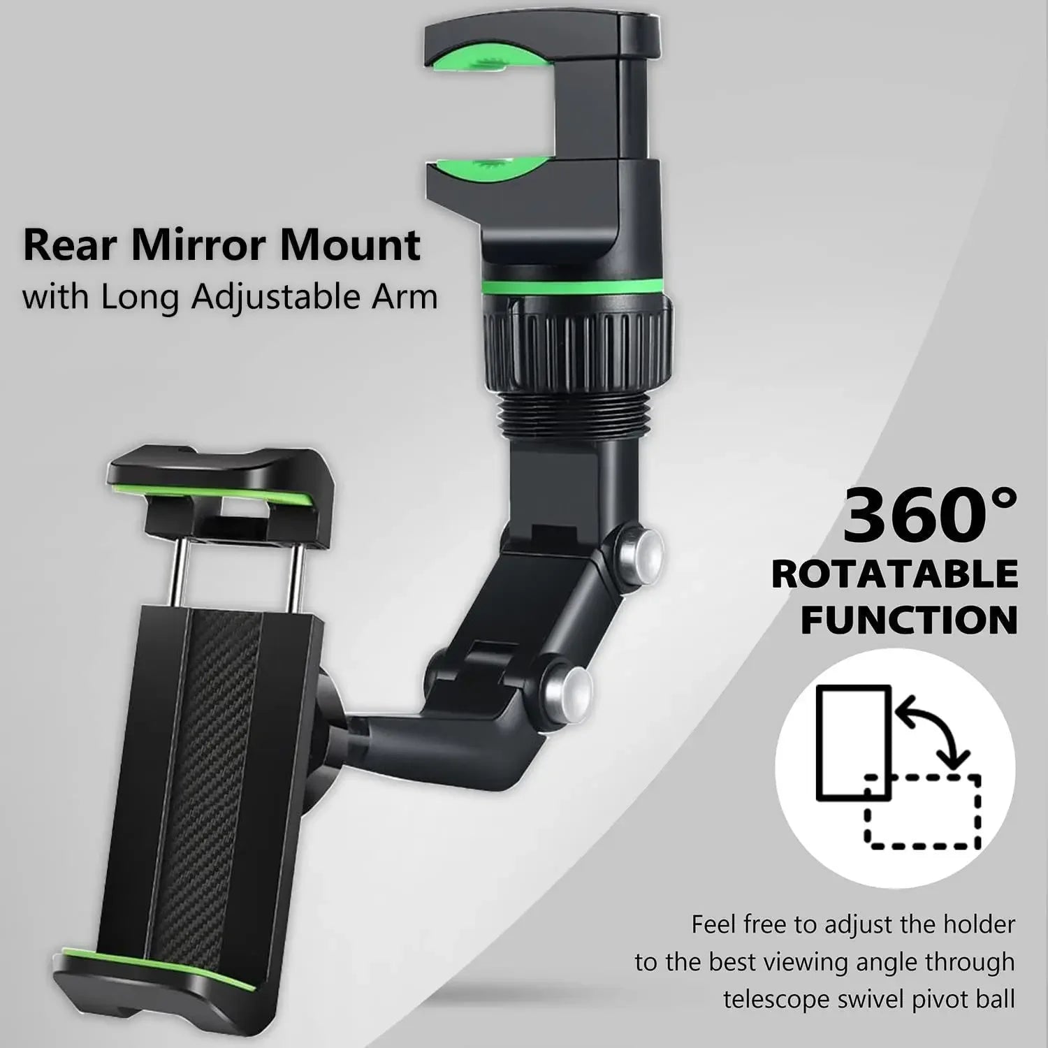 360° Rotating Rearview Mirror Phone Holder for Car
