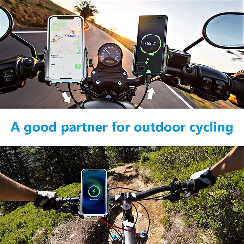 Charge on the Go with USB Fast Wireless Charger Motorcycle Phone Holder
