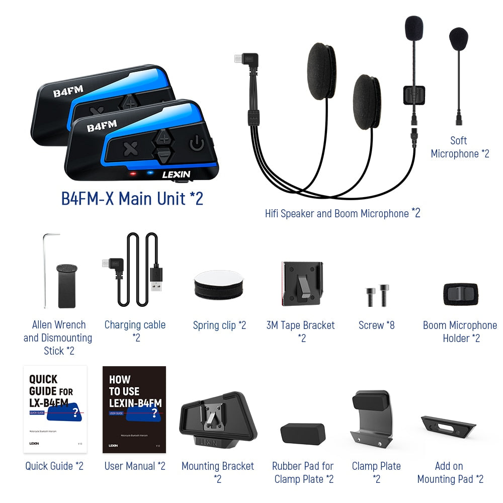 Bluetooth 5.0 Motorcycle Intercom Helmet Headsets Wireless Communication
