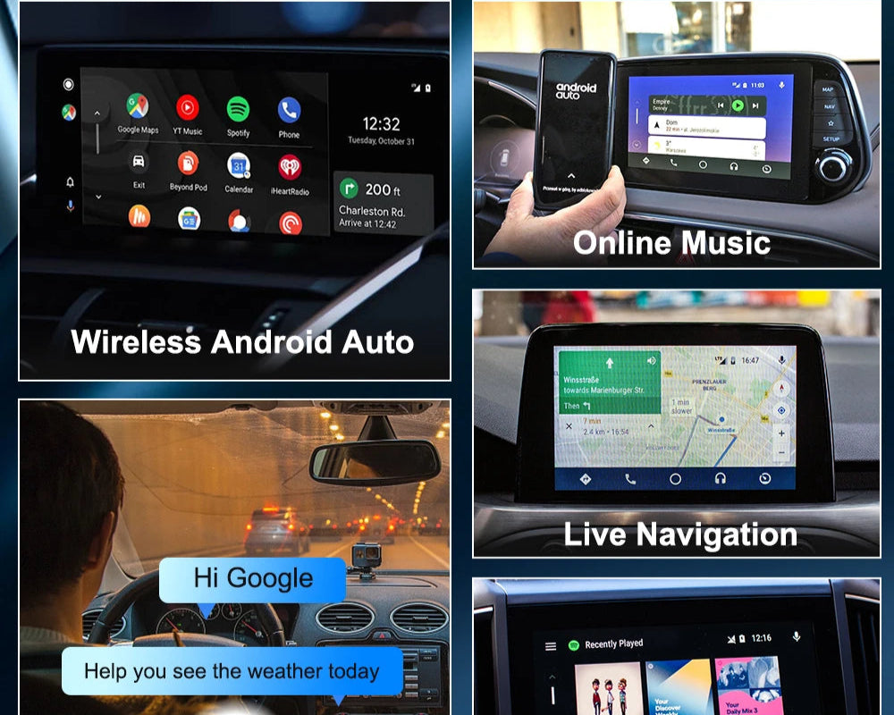 CarlinKit A2A Android Auto Wireless Adapter Dongle Android Ai Box Waze Spotify For 98% Car Auto Connect Music Map Bluetooth 5.0