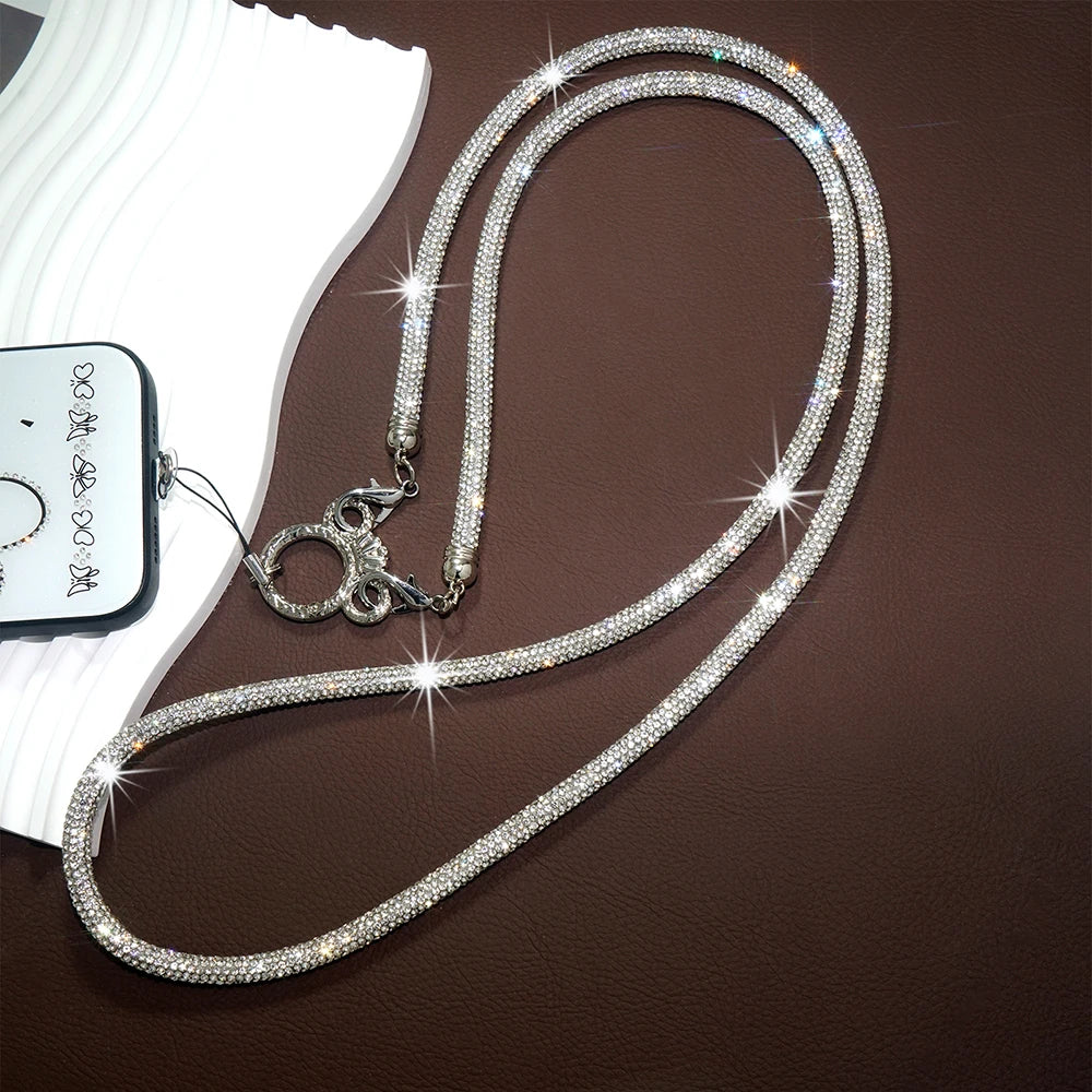 Mobile Phone Case Crown Buckle Rhinestone Crossbody Neck Shoulder Cord Lanyard Strap Pendant Chain