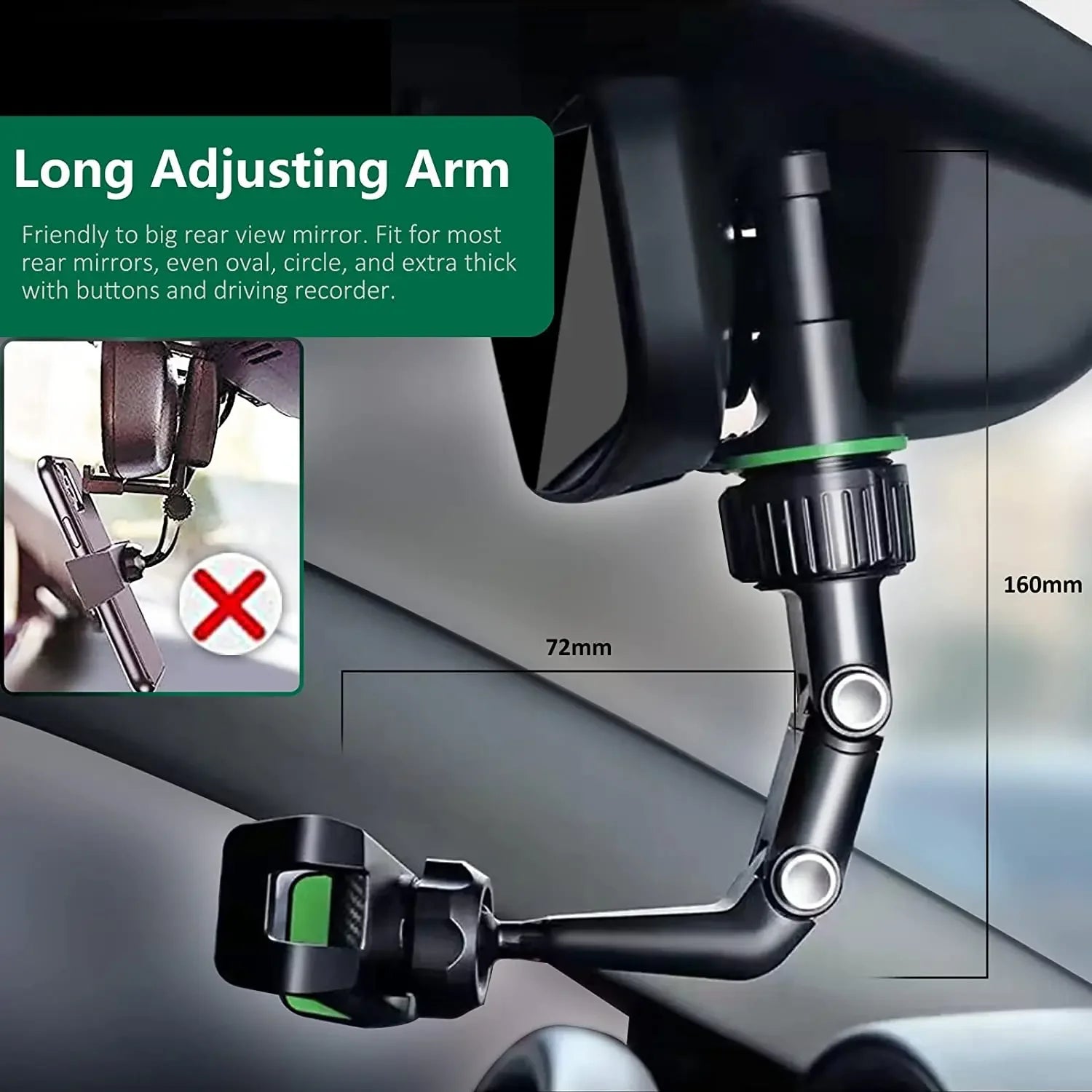 360° Rotating Rearview Mirror Phone Holder for Car