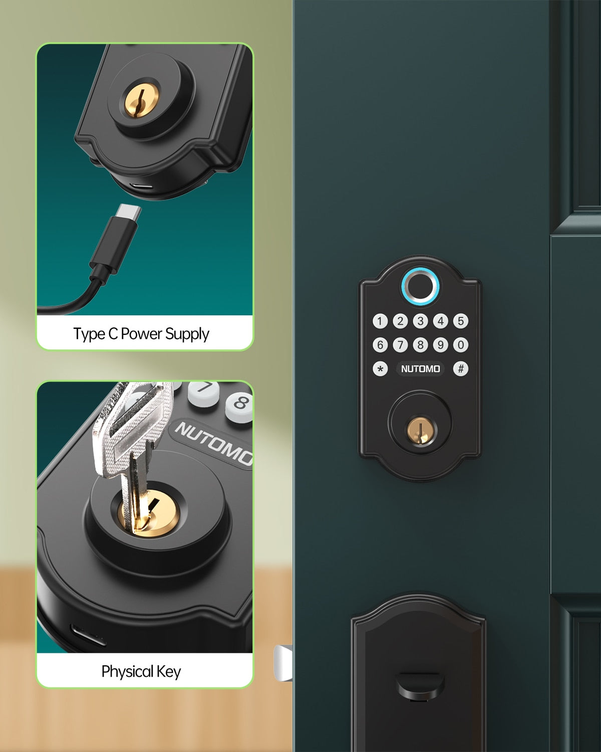 Keyless Entry Fingerprint Door Lock Front Deadbolt