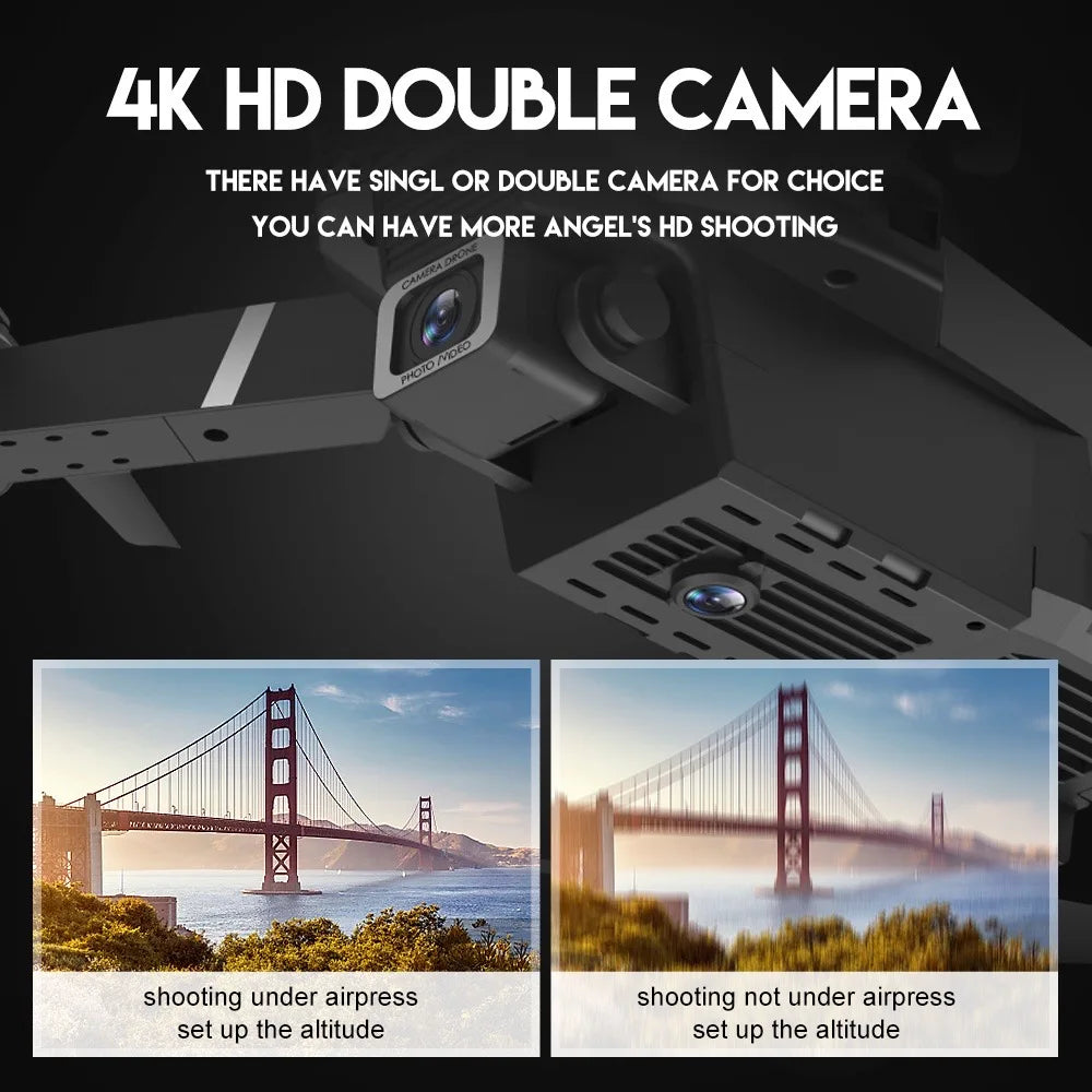Professional Foldable RC Helicopter Drone 4K with 1080P Wide Angle Dual HD Camera