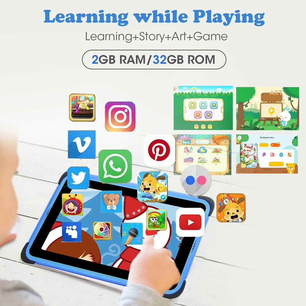 Android 11 Blue 7 Inch HD 2GB IPS Kids Tablets