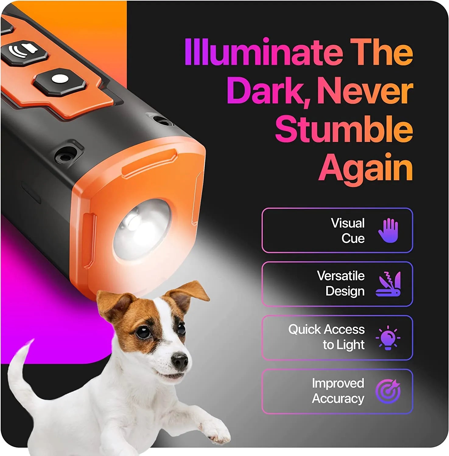 Dog Training Anti Dog Bark Deterrent Rechargeable Device w/LED Flashlight