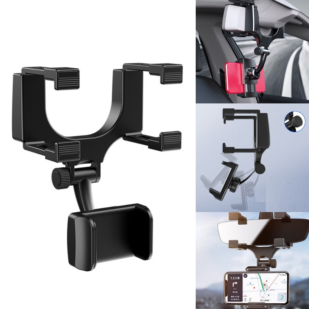   Universal 360 Rotatable Car Phone Holder Rearview Mirror Mount Stand GPS Cell Phone Stand 