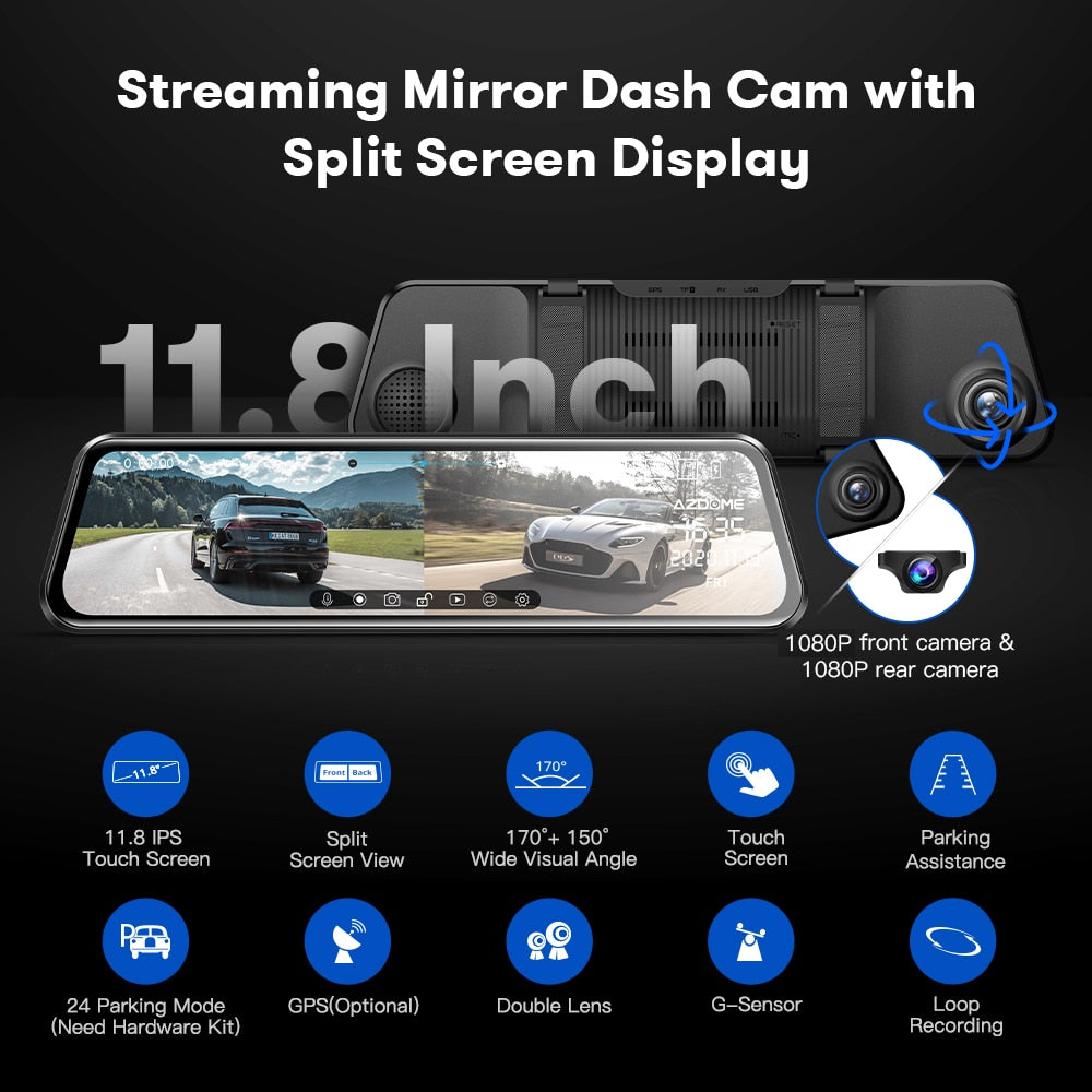 Car Rear View Touch Screen DVR /GPS 2 Cameras