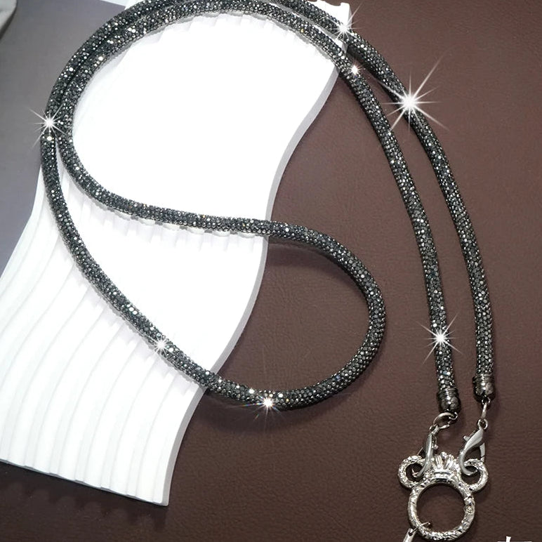 Rhinestone Trim Crossbody Neck Shoulder Mobile Phone Case