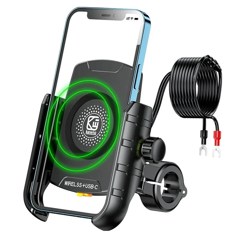 Charge on the Go with USB Fast Wireless Charger Motorcycle Phone Holder
