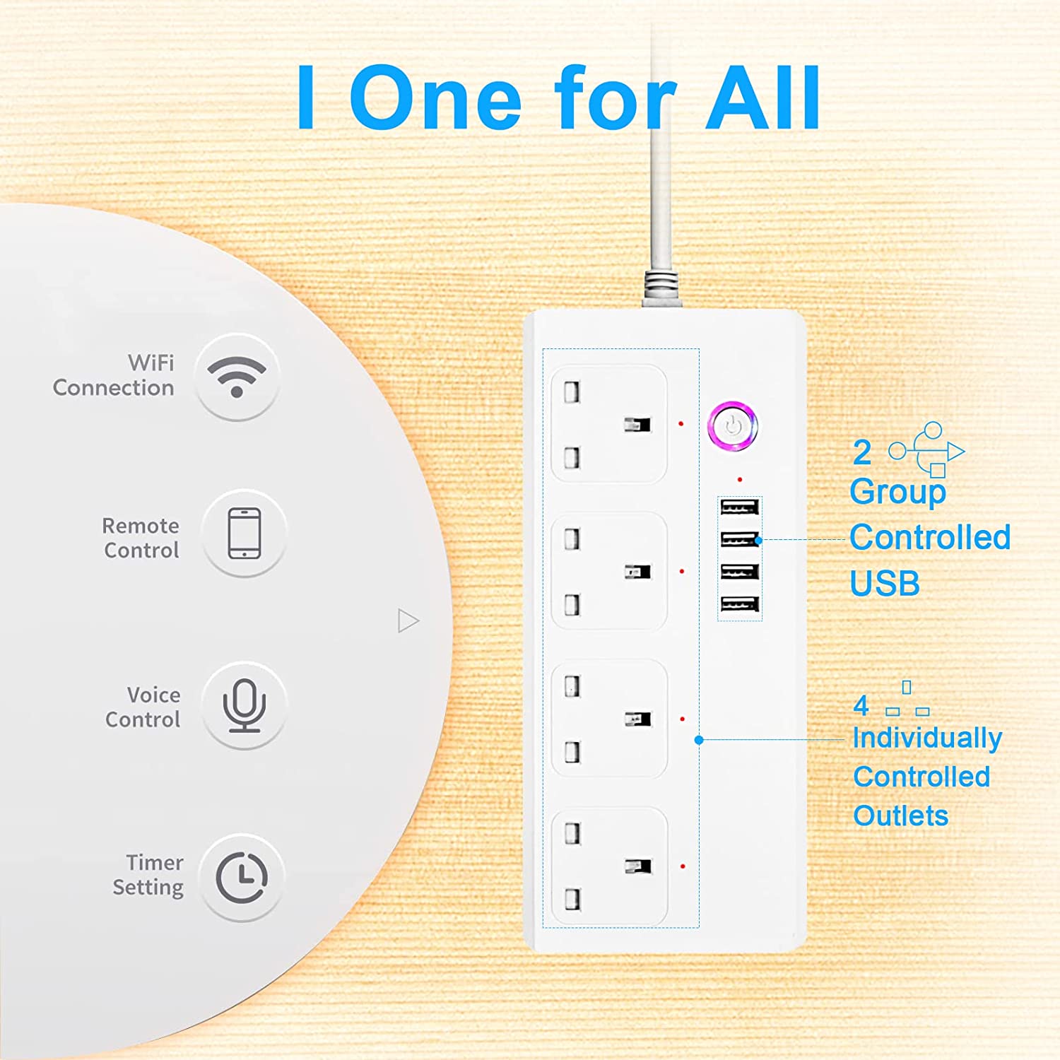 Alexa Google Smart Power Strip USB Charging Port