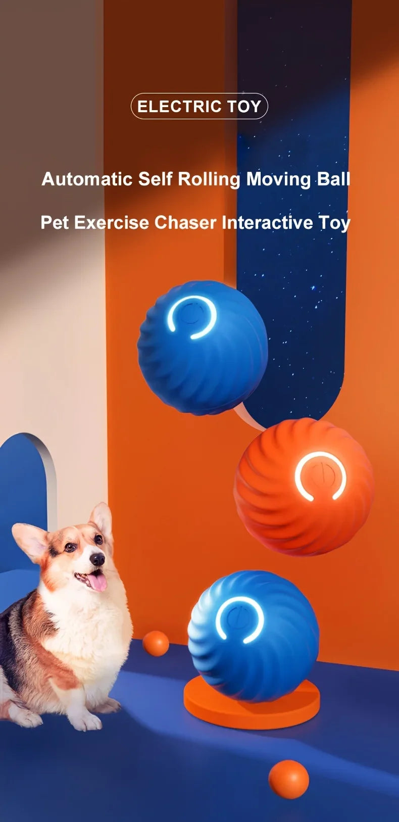 Dog Smart Bouncing Ball, Automatic Rolling Cat Ball Toy, Smart Kitten Electric Toy