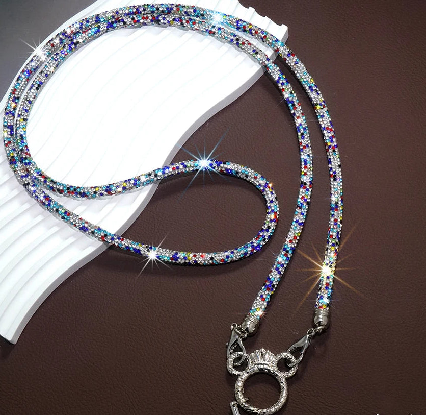 Rhinestone Trim Crossbody Neck Shoulder Mobile Phone Case