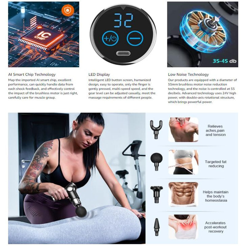 Massage Gun 32 Speed Deep Tissue Percussion Fascial Muscle
