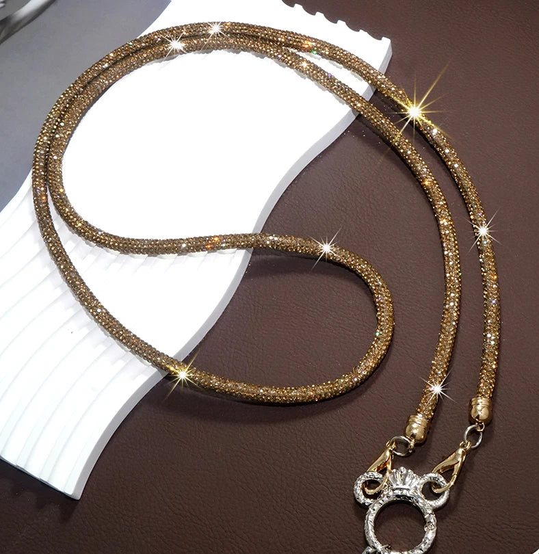 Rhinestone Trim Crossbody Neck Shoulder For Mobile Phone Case