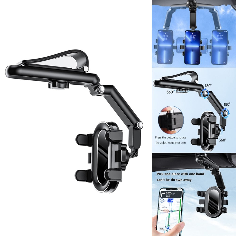   Universal 360 Rotatable Car Phone Holder Rearview Mirror Mount Stand GPS Cell Phone Stand 