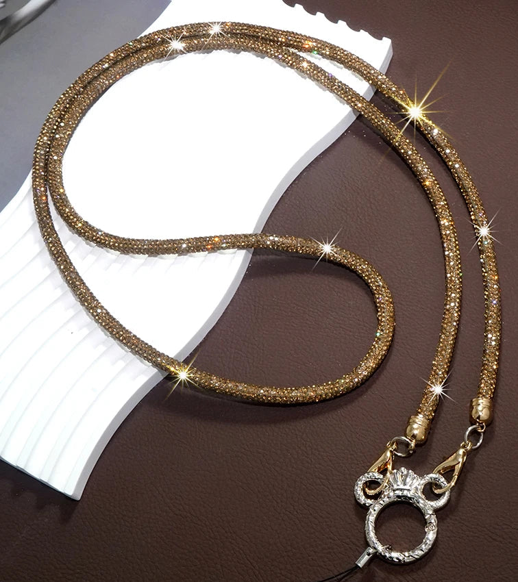 Mobile Phone Case Crown Buckle Rhinestone Crossbody Neck Shoulder Cord Lanyard Strap Pendant Chain