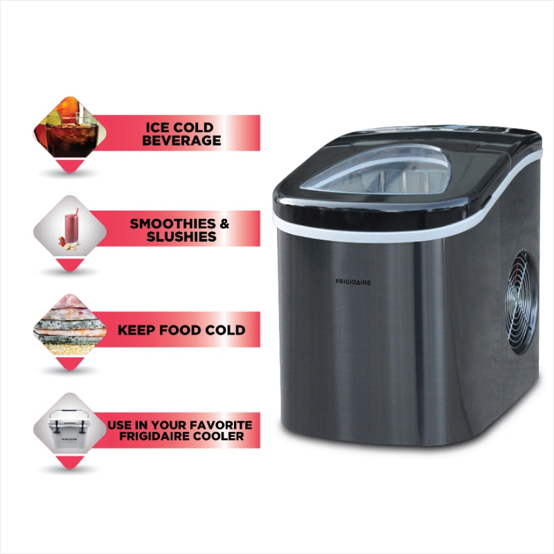 Frigidaire 26 lb. Countertop Ice Maker EFIC117-SS, Black Stainless Steel
