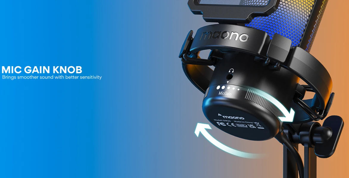 USB Gaming Condenser Mic RGB Mic with Noise reduction