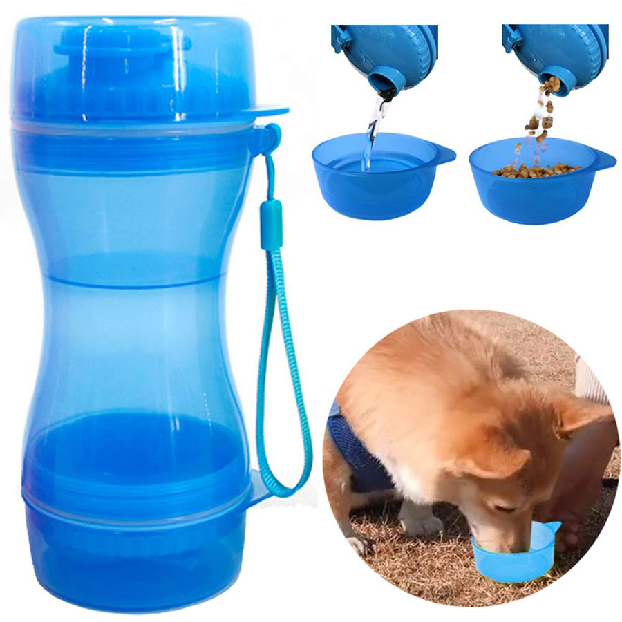 2 In 1 Dog Water Bottle Portable Food Container Drinking Bowl