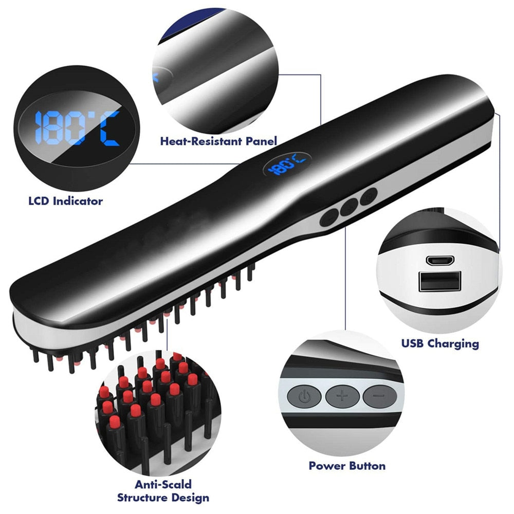 Beard Hair Straightener Brush Hot Comb