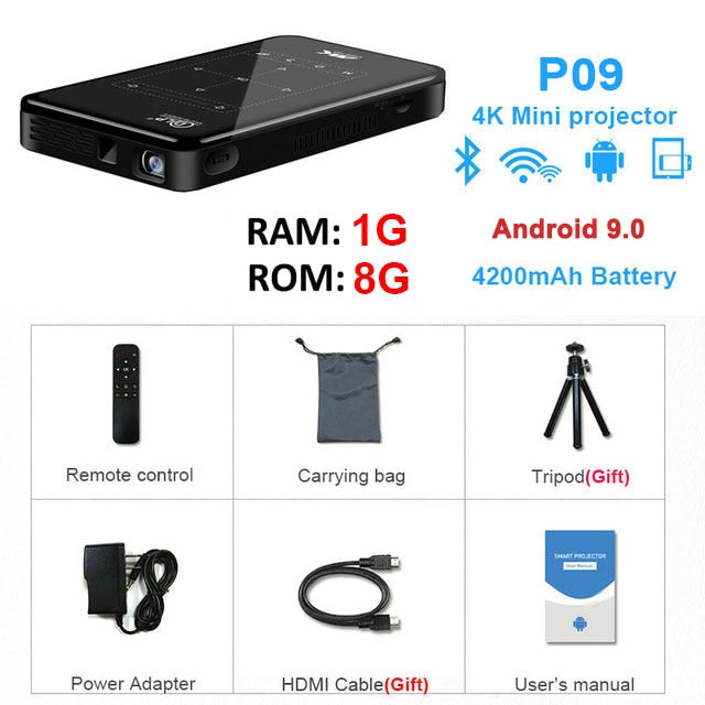 4K DLP Bluetooth Android 9.0 Projector 