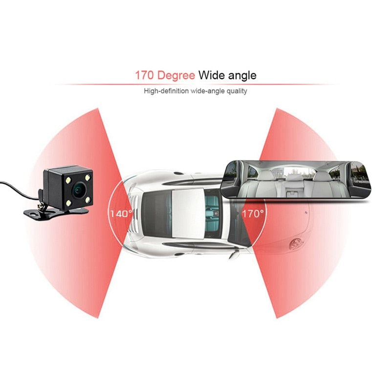 DVR Rearview Mirror Dual Lens Night Dash Cam