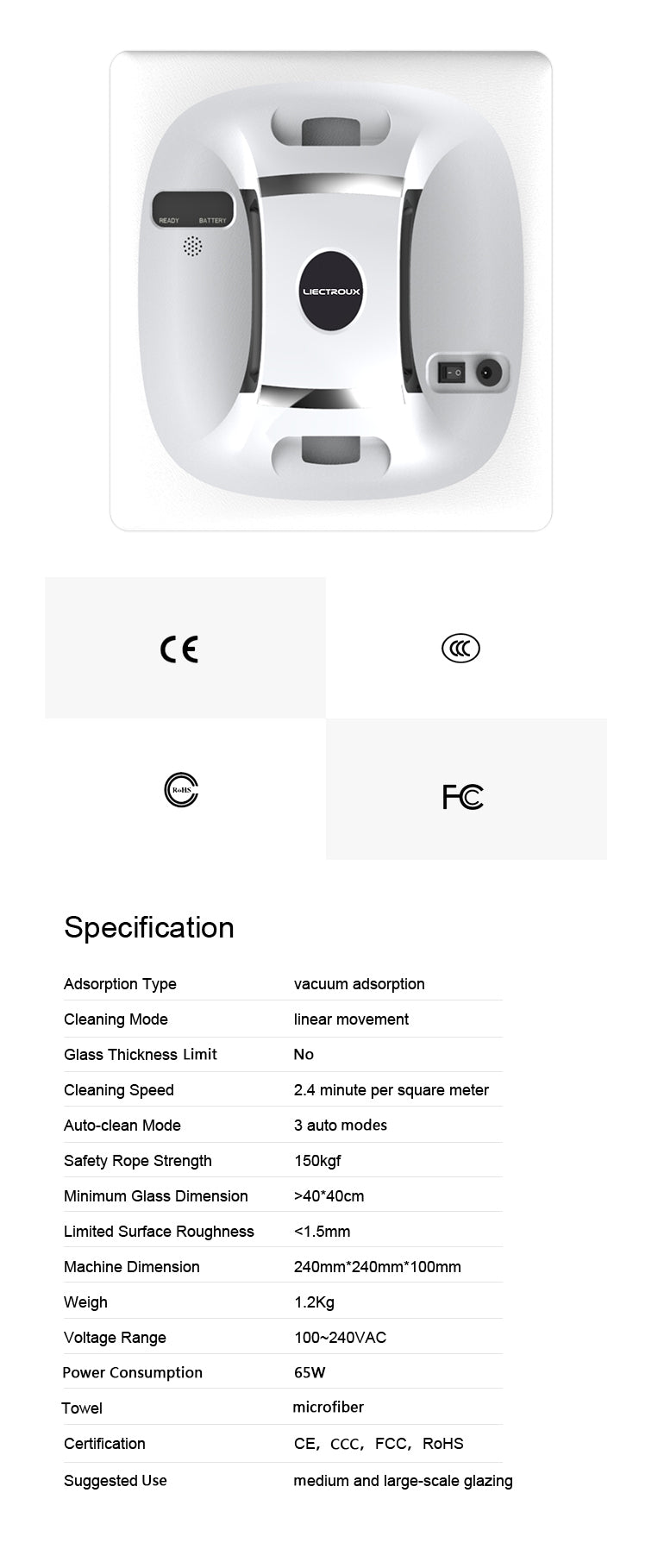 Liectroux  Robot intelligent Window Cleaning Remote Control