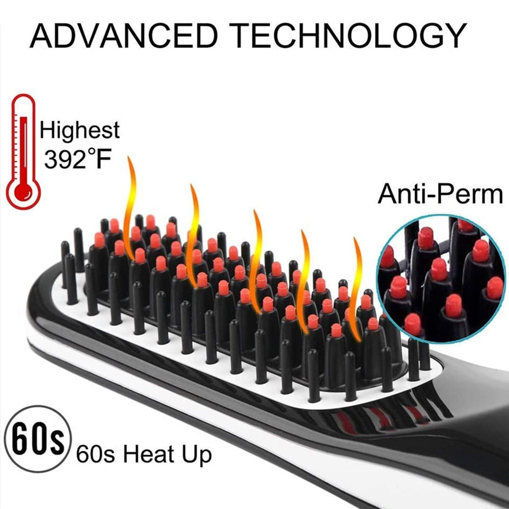 Beard Hair Straightener Brush Hot Comb