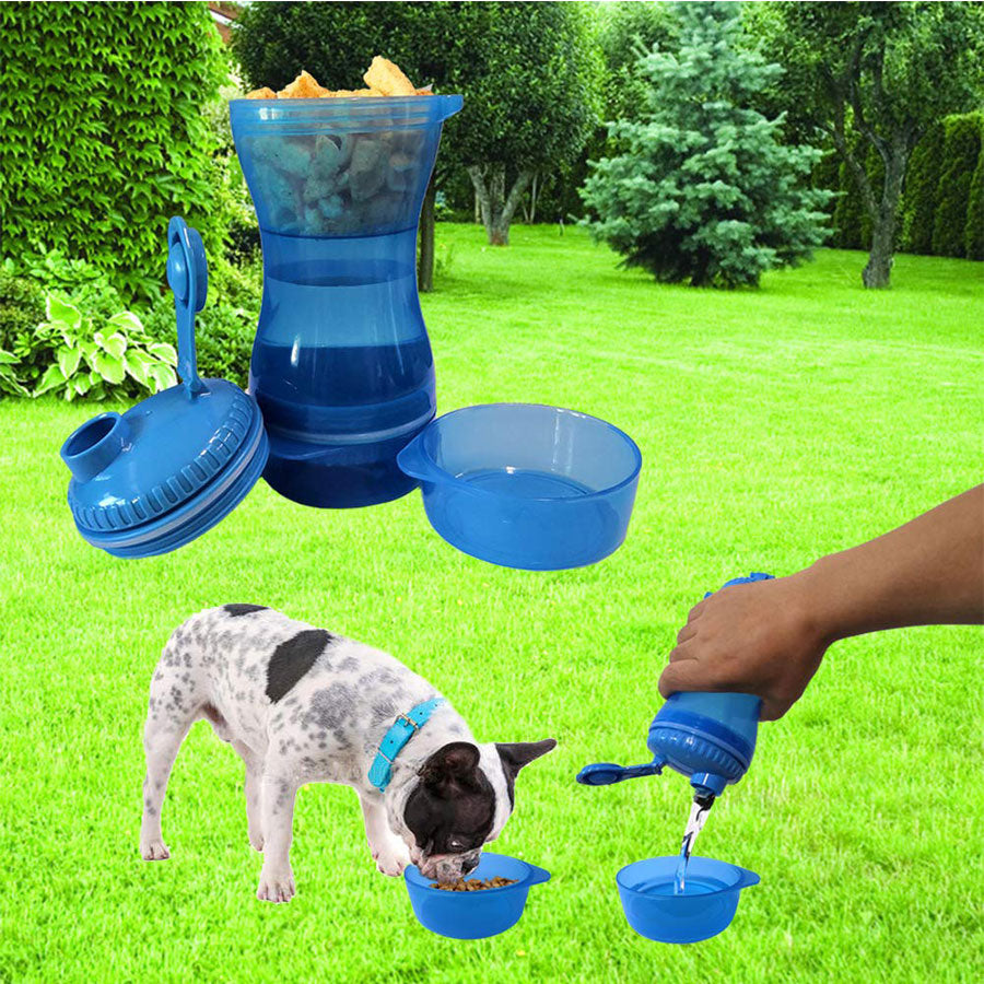 2 In 1 Dog Water Bottle Portable Food Container Drinking Bowl