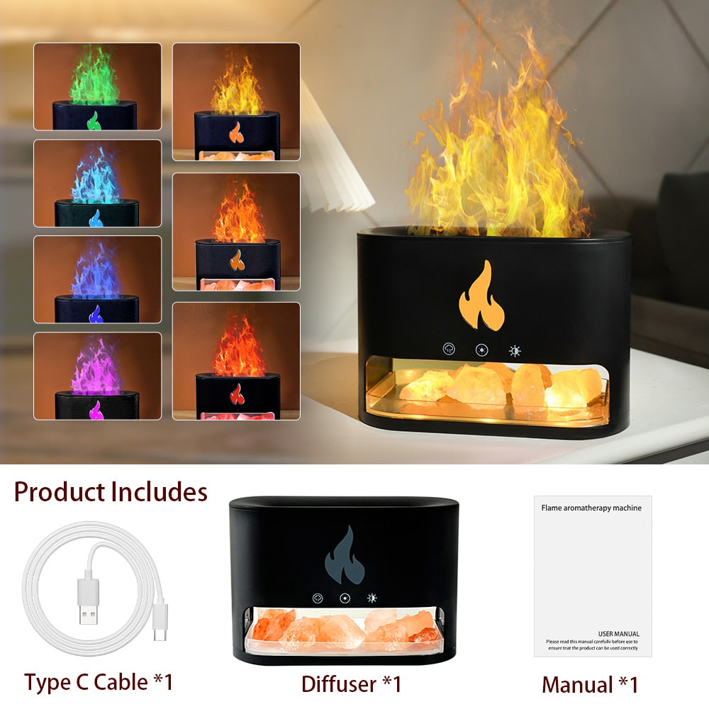 7 Colors Light Fireplace Air Humidifier Aroma Diffuser