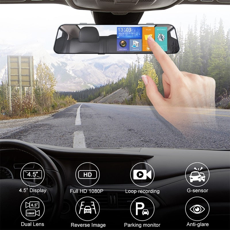 DVR Rearview Mirror Dual Lens Night Dash Cam