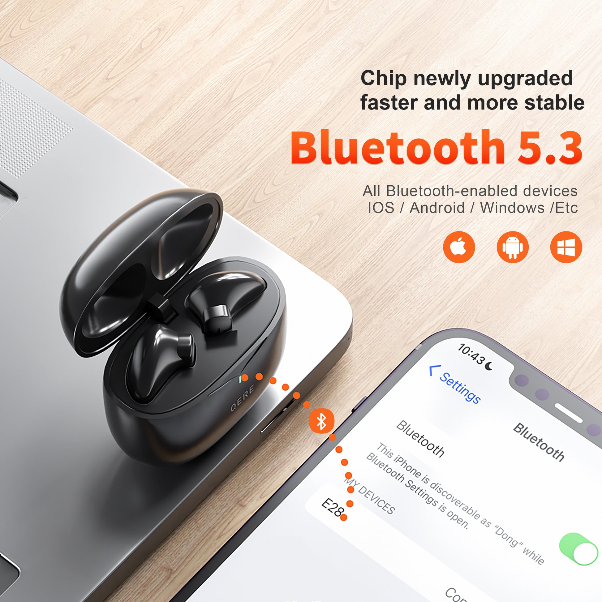 Bluetooth 5.3, TWS HD Microphone Earphones