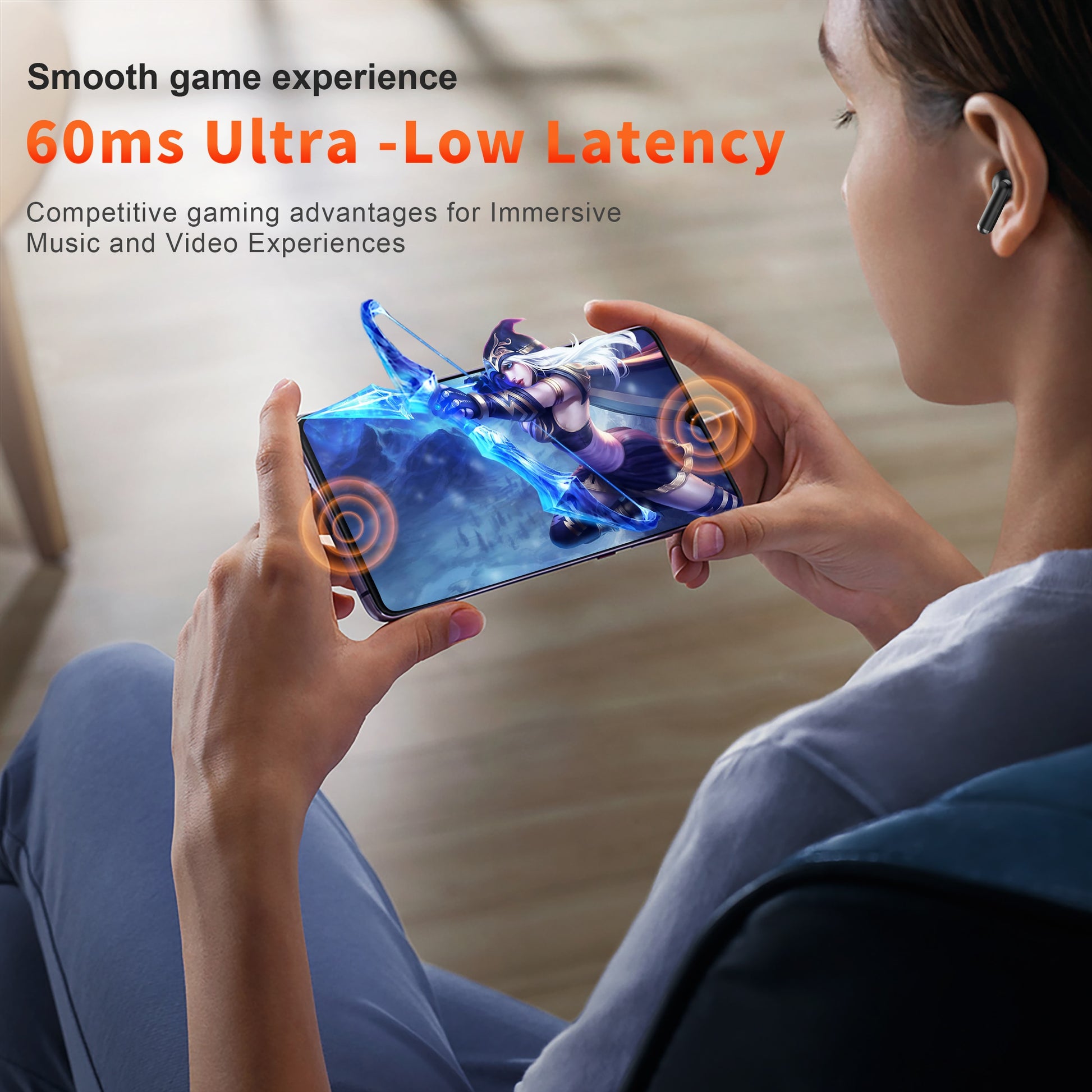 Bluetooth 5.3, TWS HD Microphone Earphones