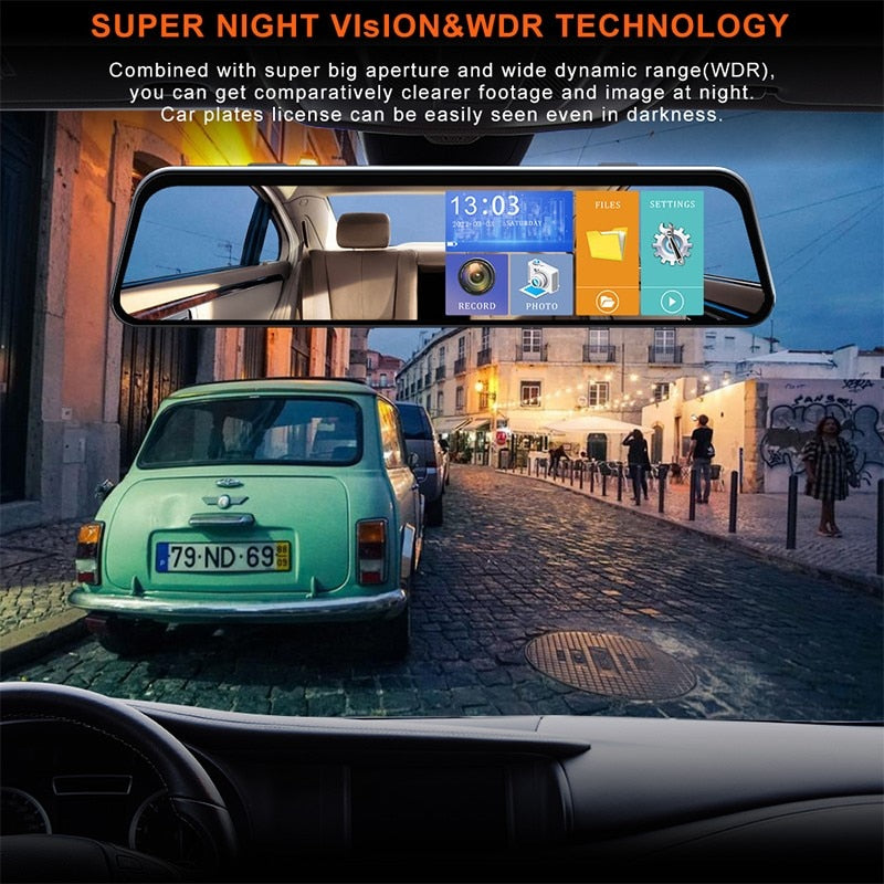 DVR Rearview Mirror Dual Lens Night Dash Cam