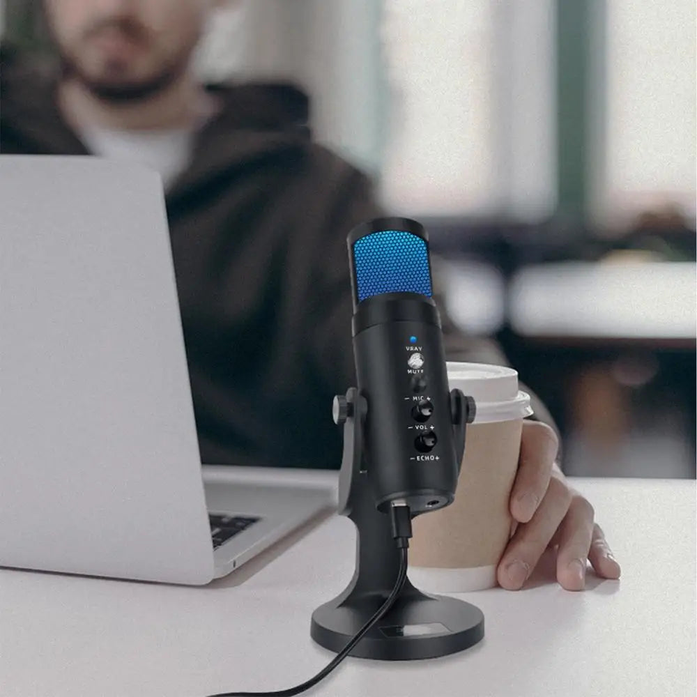 USB Condenser Mic, Quick Mute RGB Indicator Headphone Output
