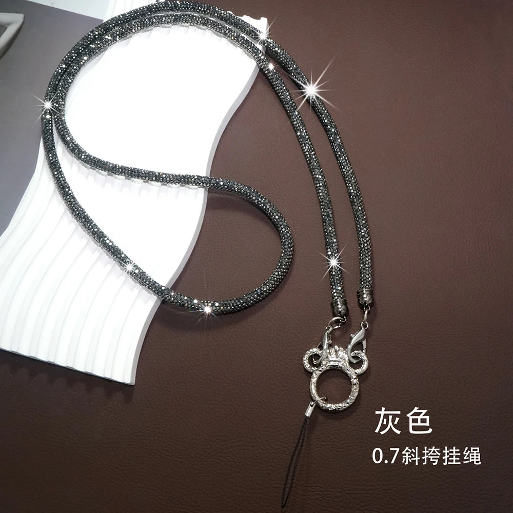 Rhinestone Trim Crossbody Neck Shoulder Mobile Phone Case