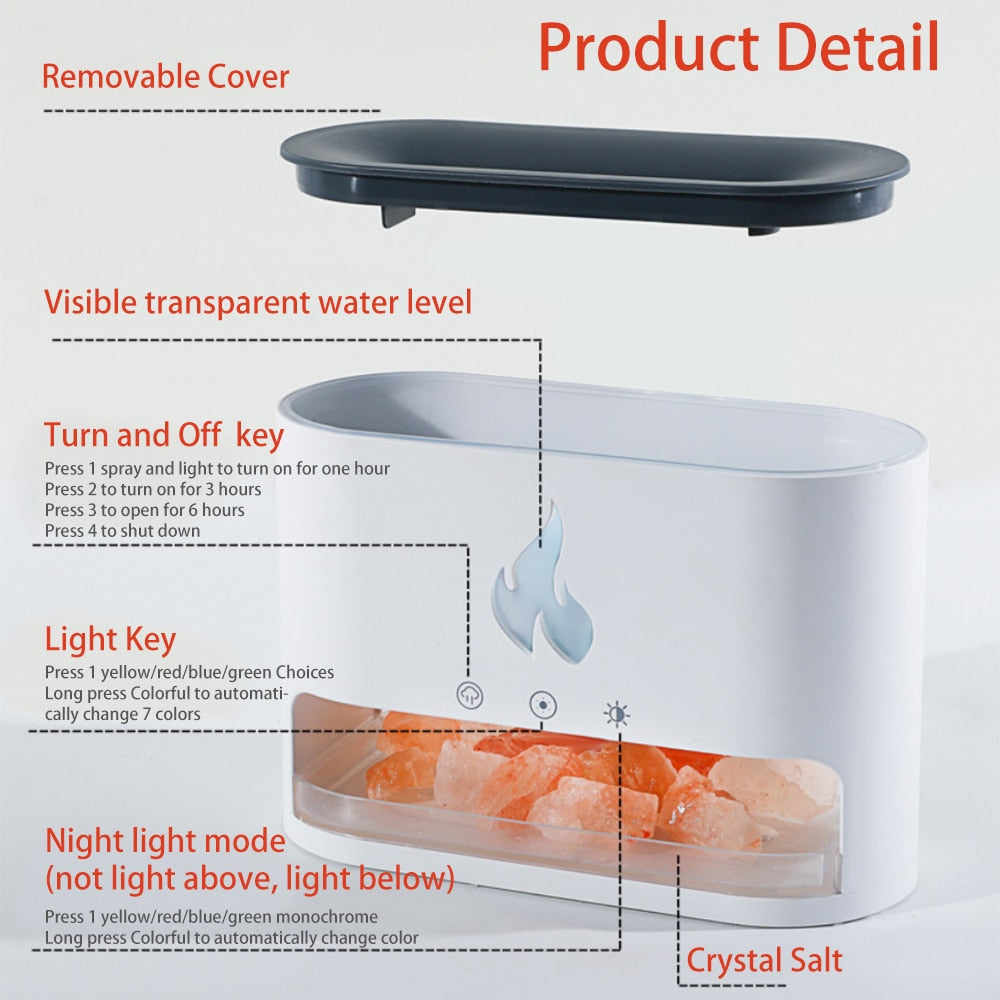 7 Colors Light Fireplace Air Humidifier Aroma Diffuser
