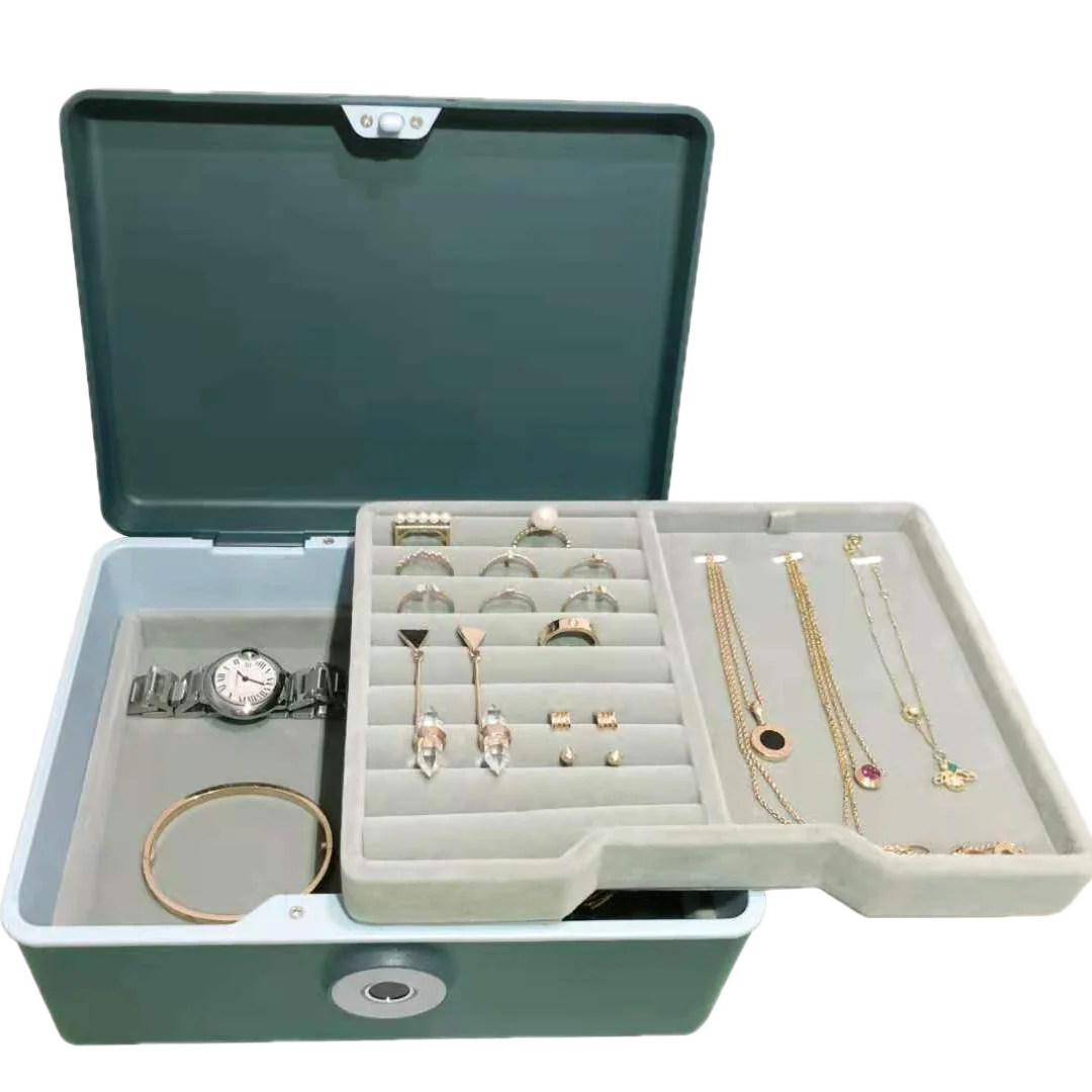 Biometric Fingerprint Safe Box Mini Safe Money Cash Jewelry Security Storage Box 