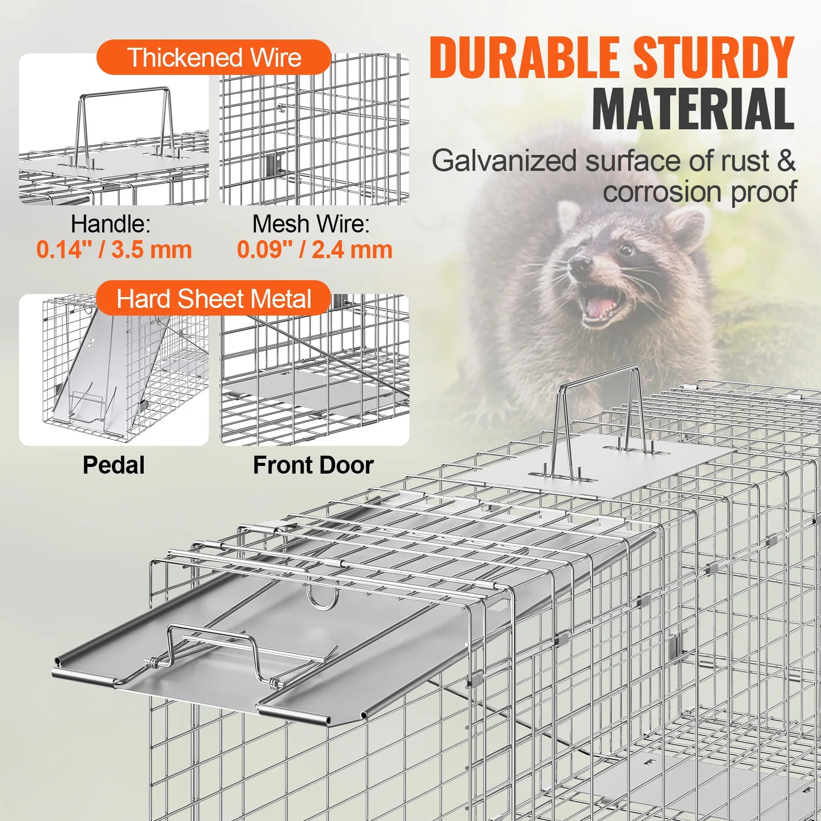 VEVOR 24314250in Live Humane Animal Folding Cage Trap