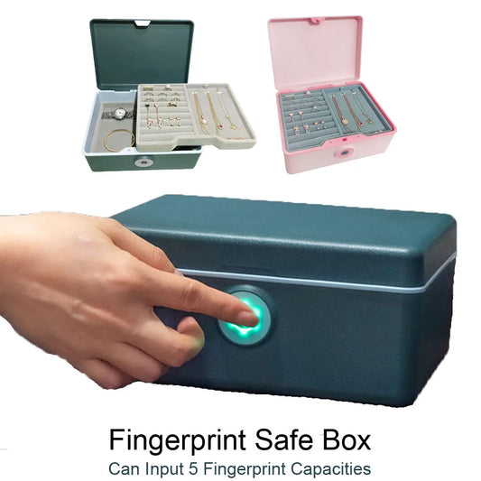 Biometric Fingerprint Safe Box Mini Safe Money Cash Jewelry Security Storage Box 