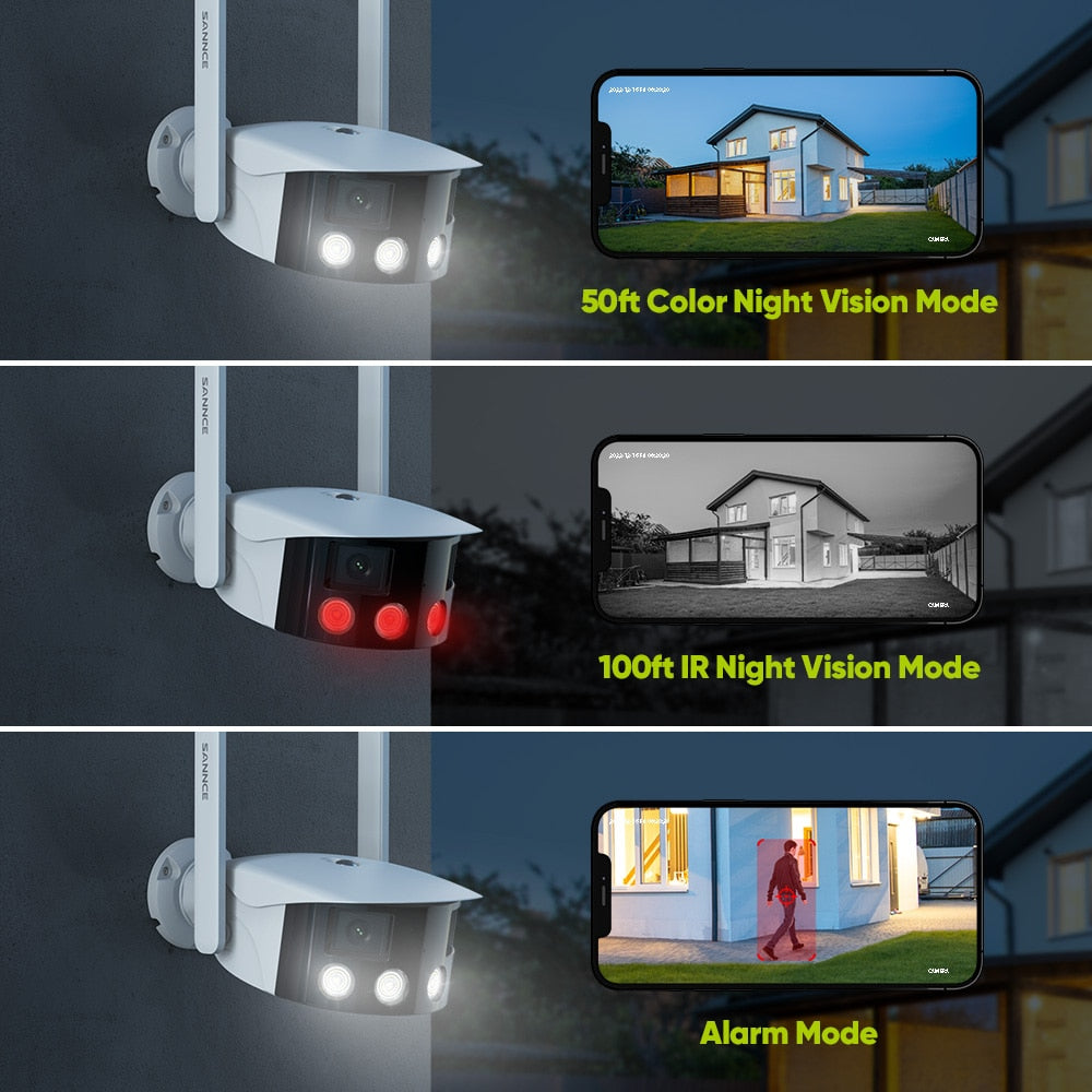 180° Ultra Wide Angle 4MP Outdoor Security Camera